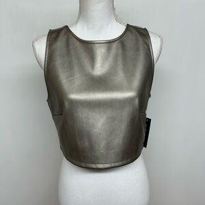 Kirious Metallic Pewter Sleeveless Cropped Tank Top Size Large